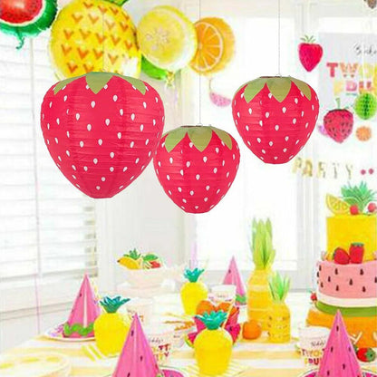 3D Hanging Strawberry Paper Lanterns, Set of 3 by HitMyNeed