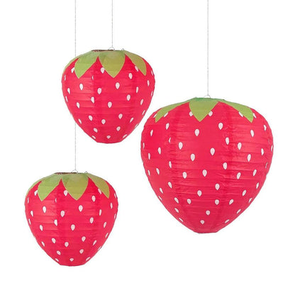 3D Hanging Strawberry Paper Lanterns, Set of 3 by HitMyNeed
