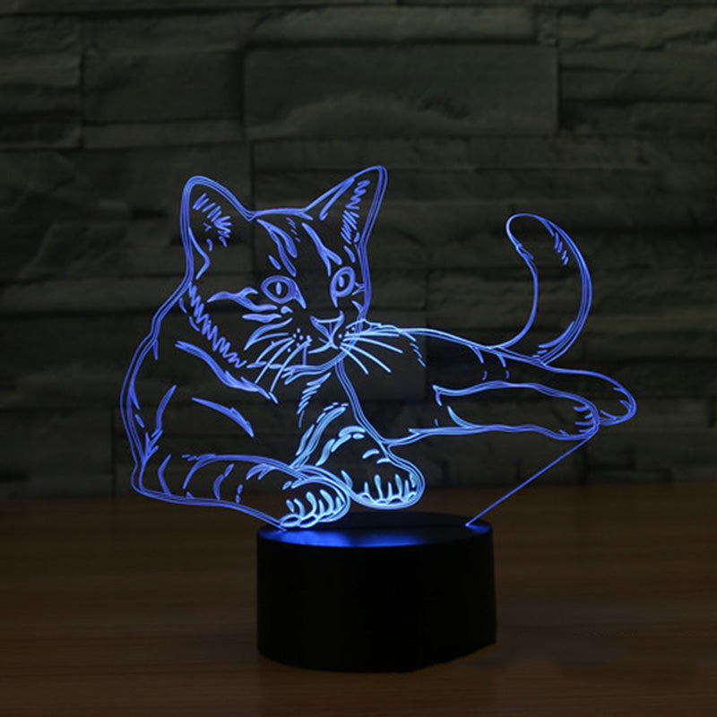 3D LED Cat Night Light Lamp, 7-Color Acrylic Design by HitMyNeed
