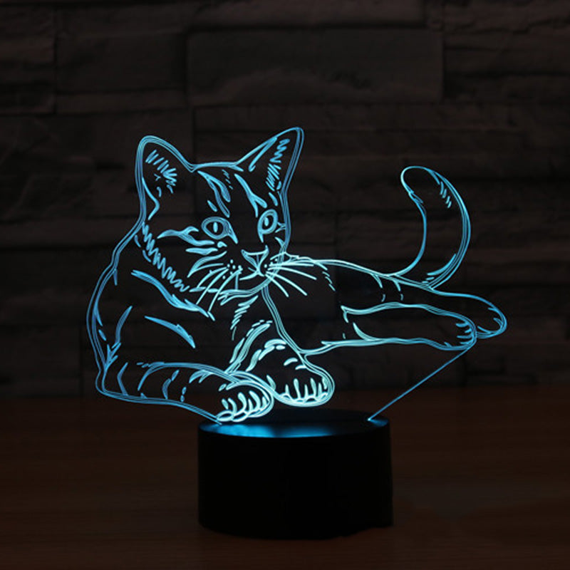 3D LED Cat Night Light Lamp, 7-Color Acrylic Design by HitMyNeed