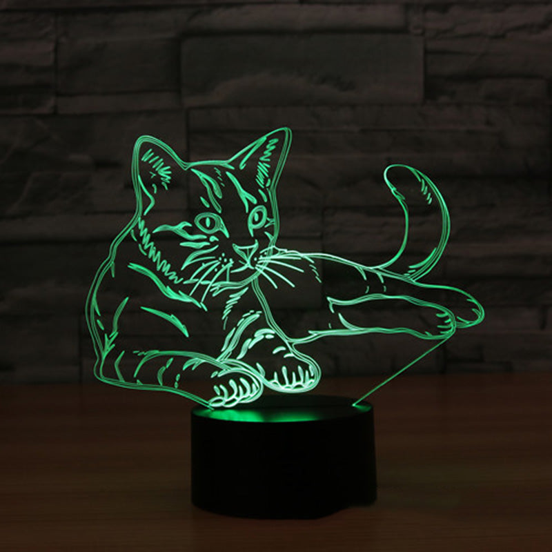 3D LED Cat Night Light Lamp, 7-Color Acrylic Design by HitMyNeed