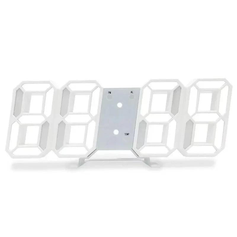 3D LED Digital Wall Clock with Date, Temp & Alarm whtie by HitMyNeed