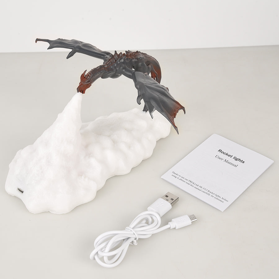 3D LED Fire & Ice Dragon Rechargeable Desk Lamp by HitMyNeed