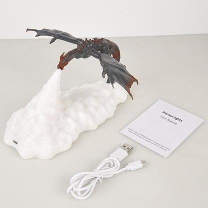 3D LED Fire & Ice Dragon Rechargeable Desk Lamp by HitMyNeed