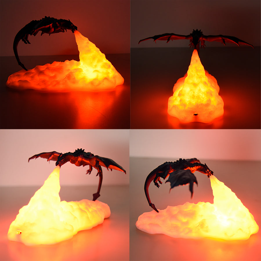 3D LED Fire & Ice Dragon Rechargeable Desk Lamp by HitMyNeed