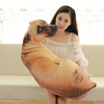 3D Lifelike Bendable Dog Head Throw Pillow Cushion by HitMyNeed