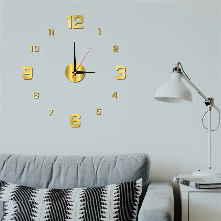 3D Luminous DIY Frameless Acrylic Wall Clock gold-not-glowing by HitMyNeed
