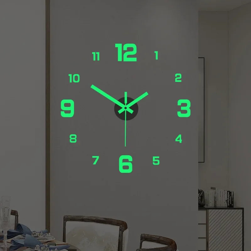 3D Luminous DIY Frameless Acrylic Wall Clock luminous-glowing by HitMyNeed