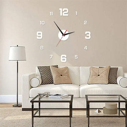 3D Luminous DIY Frameless Acrylic Wall Clock silver-not-glowing by HitMyNeed