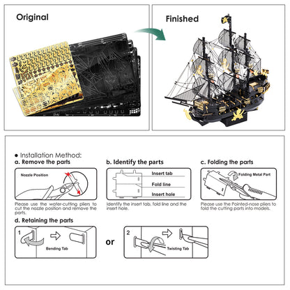 3D Metal Black Pearl Ship Model Puzzle for Adults by HitMyNeed