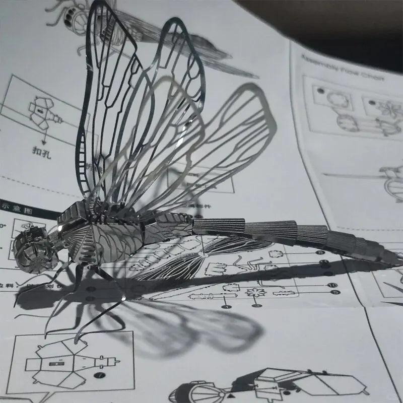 3D Metal Dragonfly Puzzle DIY Model Kit for Adults by HitMyNeed