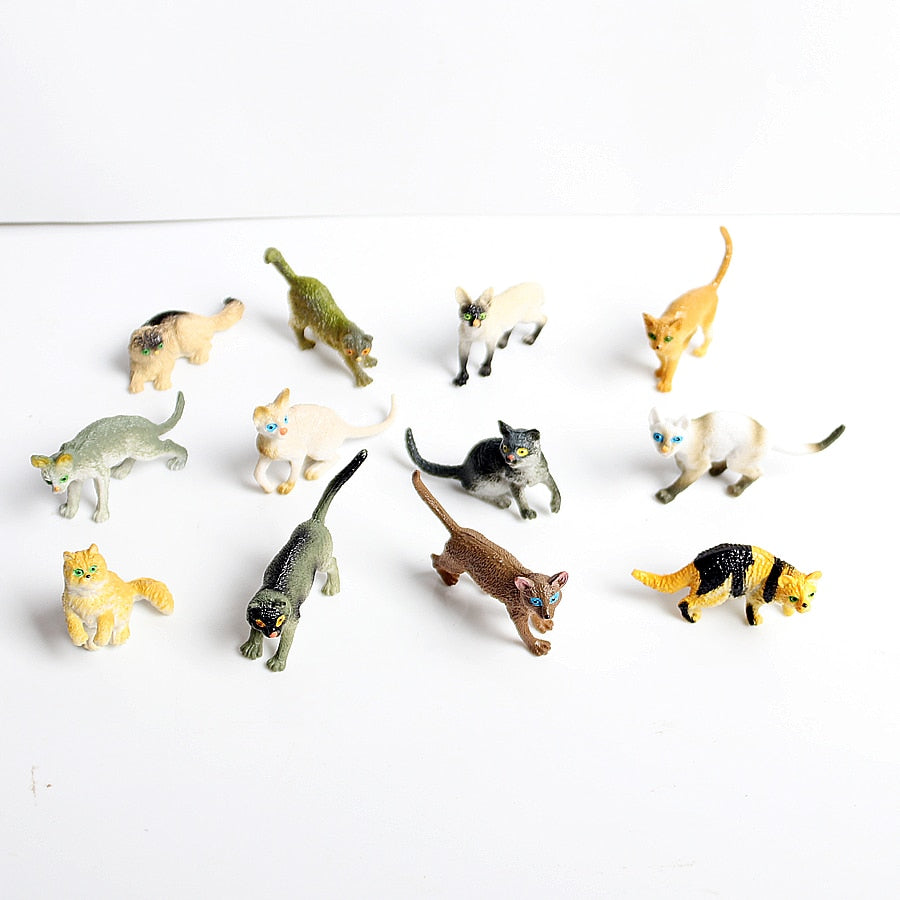 3D Miniature Cat Figurines Set of 12 by HitMyNeed