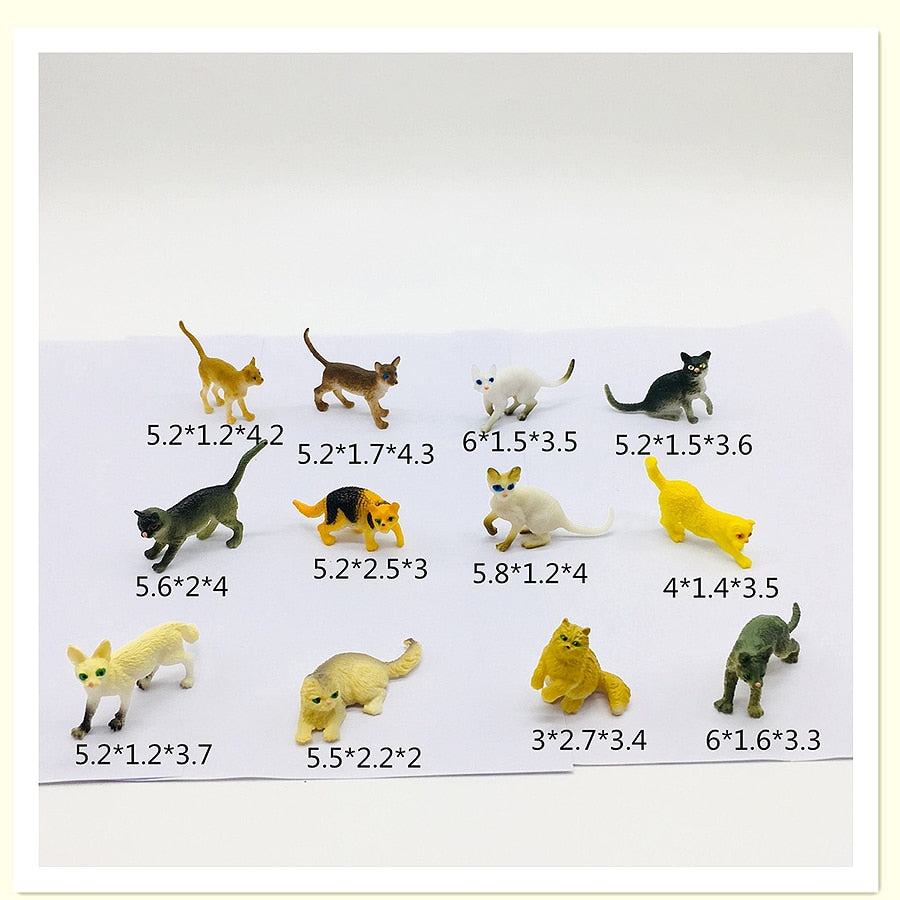 3D Miniature Cat Figurines Set of 12 by HitMyNeed