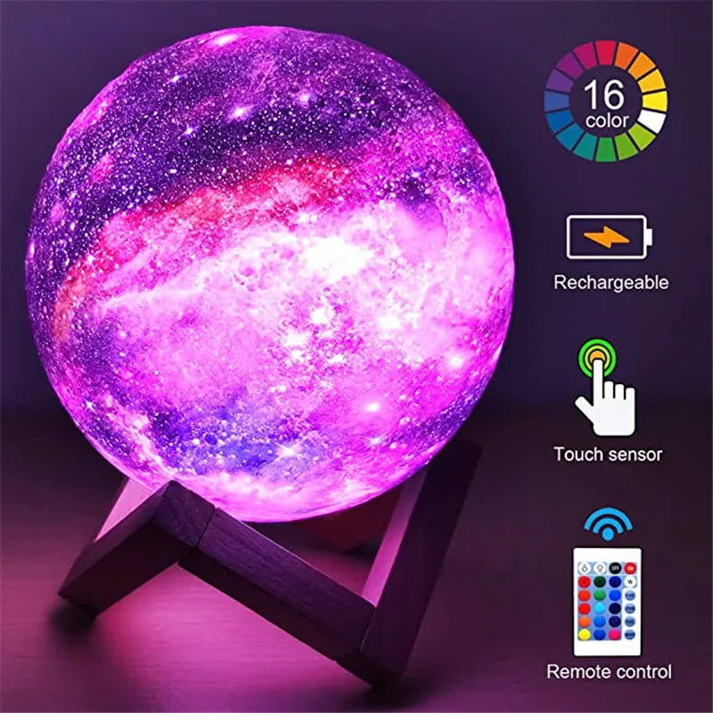 3D Moon Lamp 16-Color Rechargeable Night Light by HitMyNeed