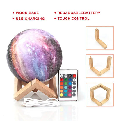 3D Moon Lamp 16-Color Rechargeable Night Light by HitMyNeed