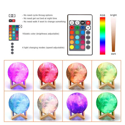3D Moon Lamp 16-Color Rechargeable Night Light by HitMyNeed