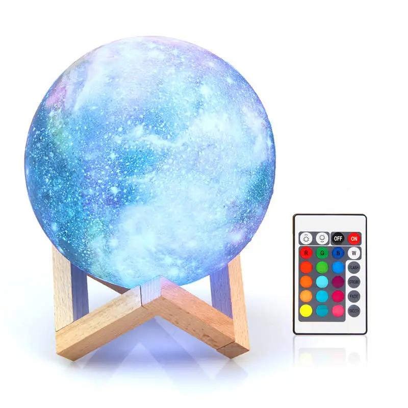3D Moon Lamp 16-Color Rechargeable Night Light DIA 8cm by HitMyNeed