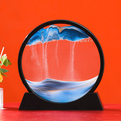 3D Moving Sand Art Round Glass Deep Sea Decor black-base-blue 5-inch by HitMyNeed