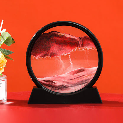 3D Moving Sand Art Round Glass Deep Sea Decor black-base-pink 7-inch by HitMyNeed