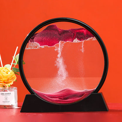 3D Moving Sand Art Round Glass Deep Sea Decor black-base-red 5-inch by HitMyNeed