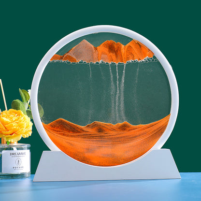 3D Moving Sand Art Round Glass Deep Sea Decor white-base-orange 7-inch by HitMyNeed