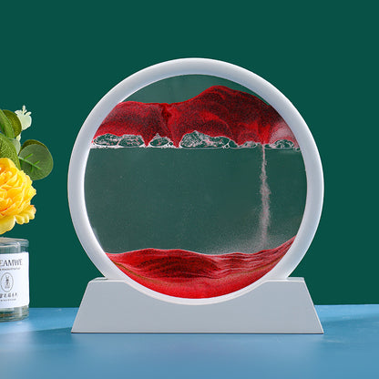 3D Moving Sand Art Round Glass Deep Sea Decor white-base-red 5-inch by HitMyNeed