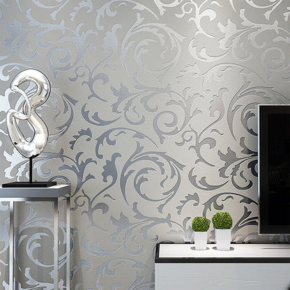3D Non-Woven Wallpaper with Luxurious Pattern, Grey by HitMyNeed