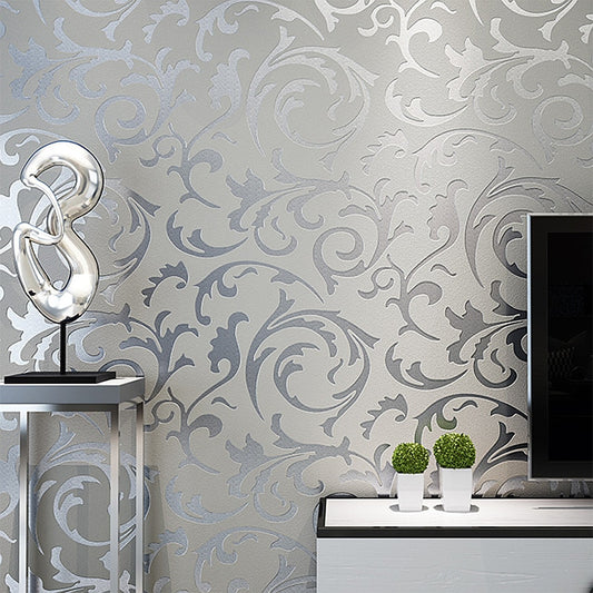 3D Non-Woven Wallpaper with Luxurious Pattern, Grey by HitMyNeed