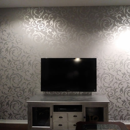 3D Non-Woven Wallpaper with Luxurious Pattern, Grey by HitMyNeed