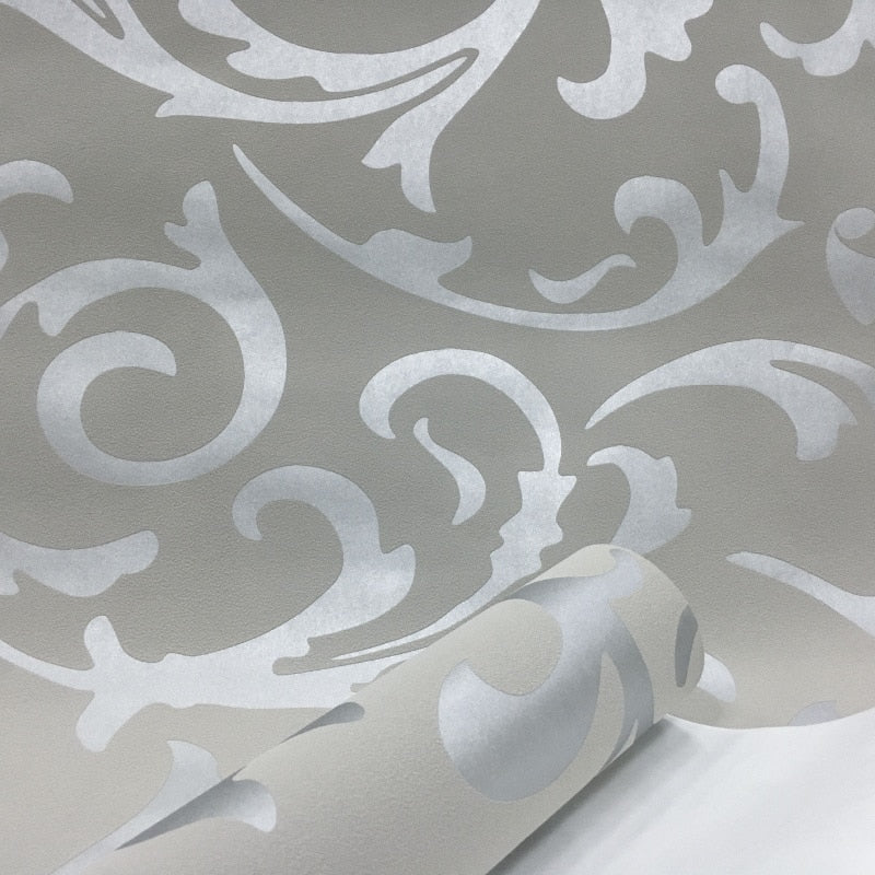 3D Non-Woven Wallpaper with Luxurious Pattern, Grey by HitMyNeed