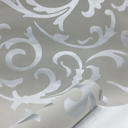 3D Non-Woven Wallpaper with Luxurious Pattern, Grey by HitMyNeed