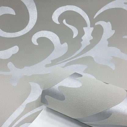 3D Non-Woven Wallpaper with Luxurious Pattern, Grey by HitMyNeed