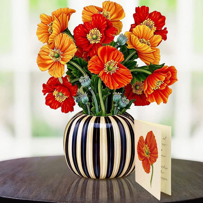 3D Pop Up Flower Bouquet Greeting Card poppy by HitMyNeed