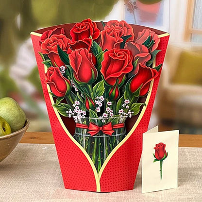 3D Pop Up Flower Bouquet Greeting Card red-rose by HitMyNeed