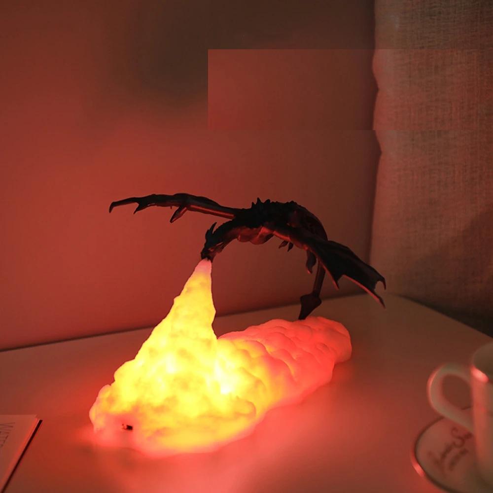 3D Printed LED Dragon Fire & Ice Night Light fire-dragon by HitMyNeed