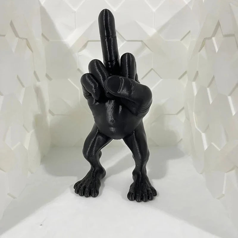 3D Printed Middle Finger Desk Ornament with Legs black 7-5x3-5x3cm by HitMyNeed
