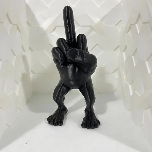 3D Printed Middle Finger Desk Ornament with Legs black 7-5x3-5x3cm by HitMyNeed