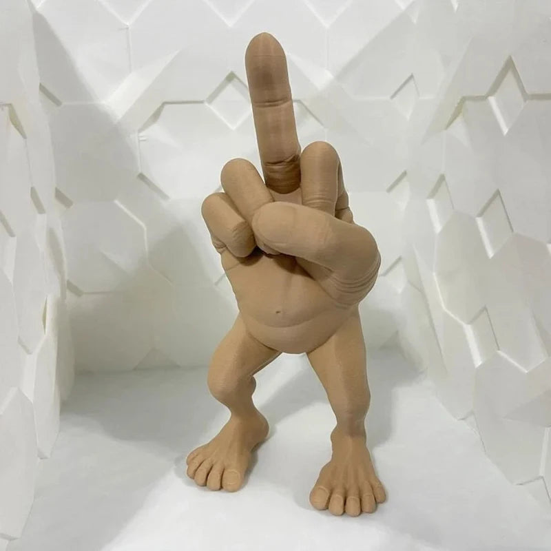 3D Printed Middle Finger Desk Ornament with Legs brown 17-5x8x6cm by HitMyNeed