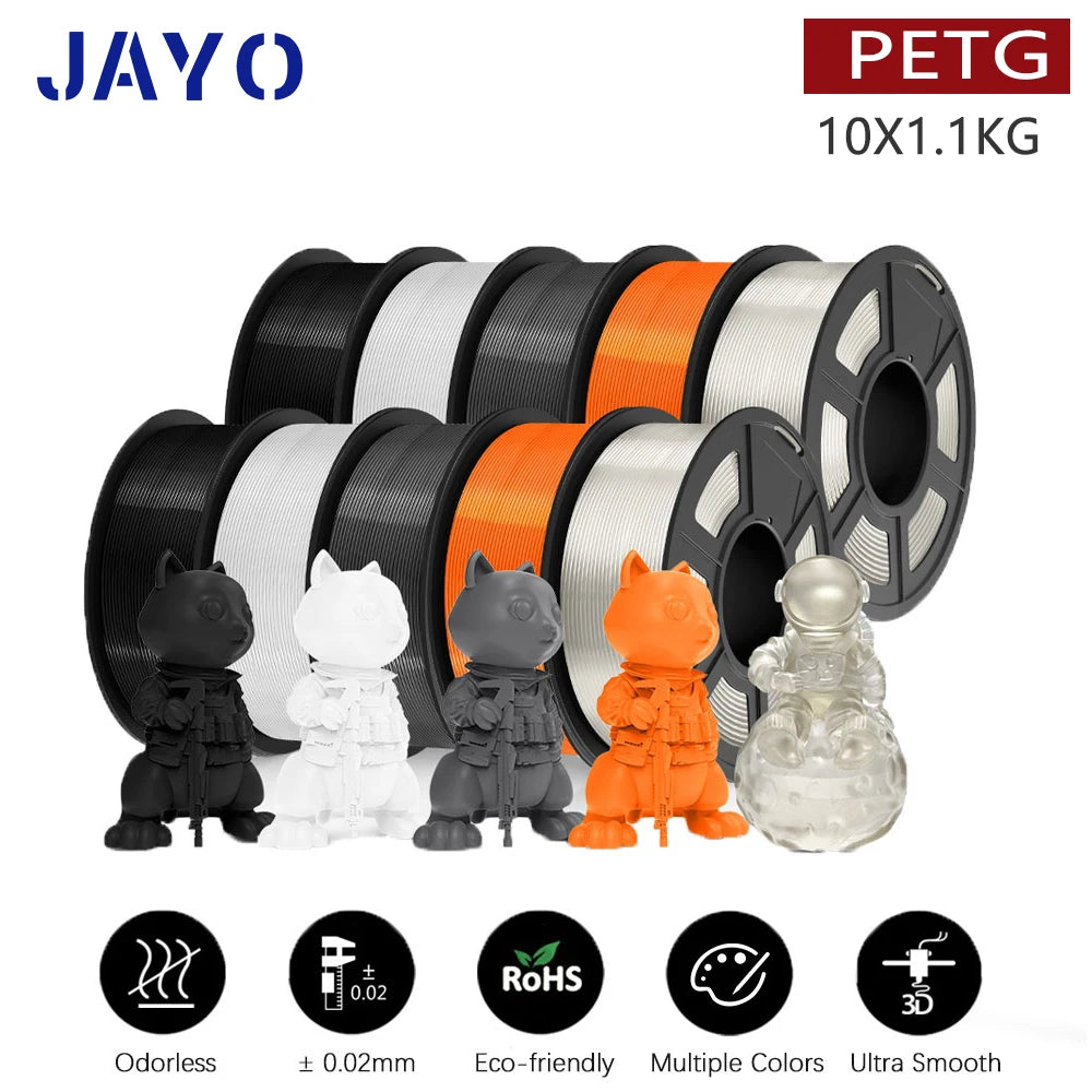3D Printer Filament 10-Roll Mixed PLA & PETG Pack petg-2bk2wt2gy2or2tp by HitMyNeed