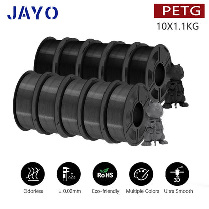 3D Printer Filament 10-Roll Mixed PLA & PETG Pack petg-5bk5gy by HitMyNeed