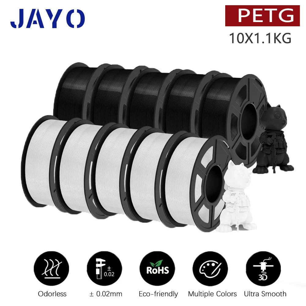 3D Printer Filament 10-Roll Mixed PLA & PETG Pack petg-5bk5wt by HitMyNeed