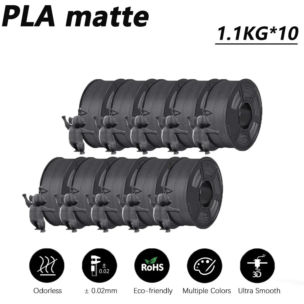 3D Printer Filament 10-Roll Mixed PLA & PETG Pack pla-matte-10gy by HitMyNeed