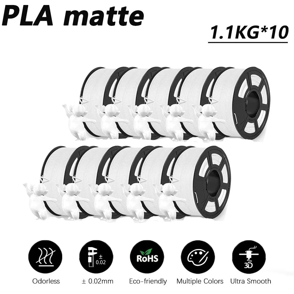 3D Printer Filament 10-Roll Mixed PLA & PETG Pack pla-matte-10wt by HitMyNeed