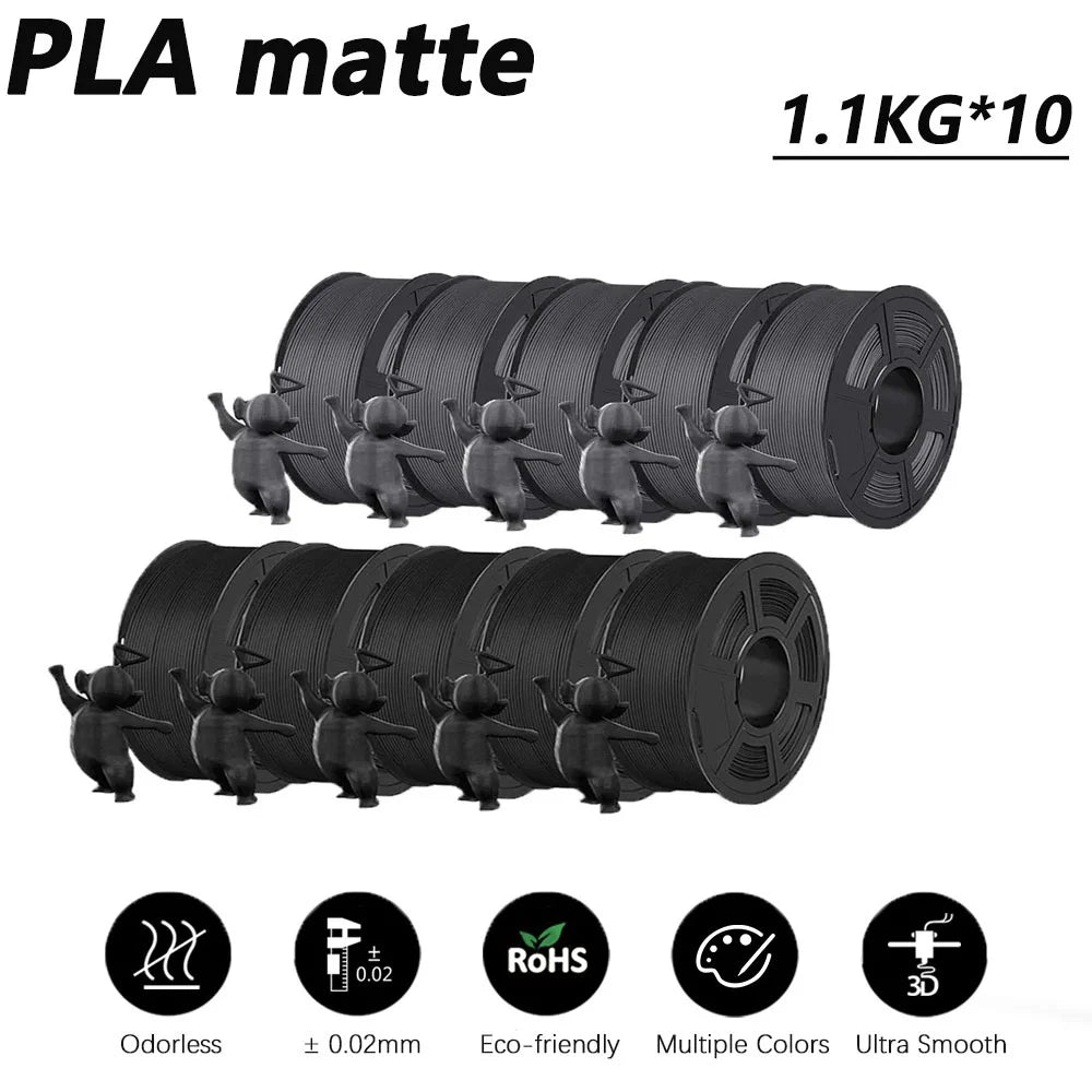 3D Printer Filament 10-Roll Mixed PLA & PETG Pack pla-matte-5bk5gy by HitMyNeed