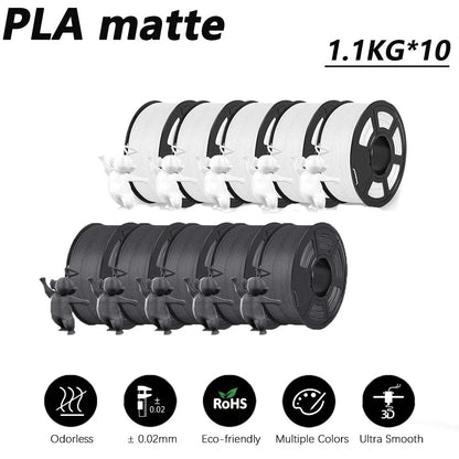 3D Printer Filament 10-Roll Mixed PLA & PETG Pack pla-matte-5wt5gy by HitMyNeed