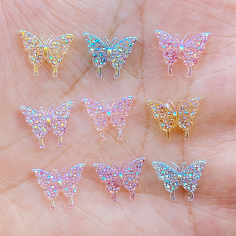3D Resin Butterfly Nail Charms Set (100pcs) colorful by HitMyNeed