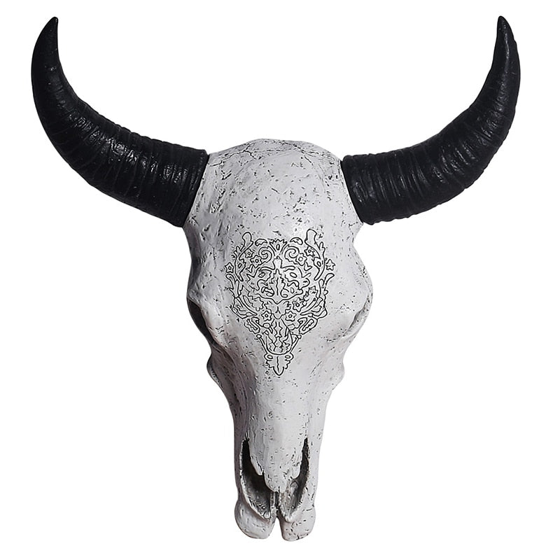 3D Resin Cow Skull Wall Art Decor, 40 cm by HitMyNeed