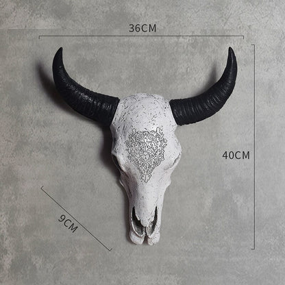 3D Resin Cow Skull Wall Art Decor, 40 cm by HitMyNeed