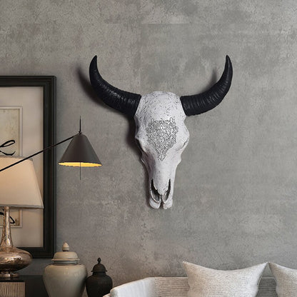 3D Resin Cow Skull Wall Art Decor, 40 cm by HitMyNeed