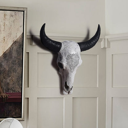 3D Resin Cow Skull Wall Art Decor, 40 cm by HitMyNeed